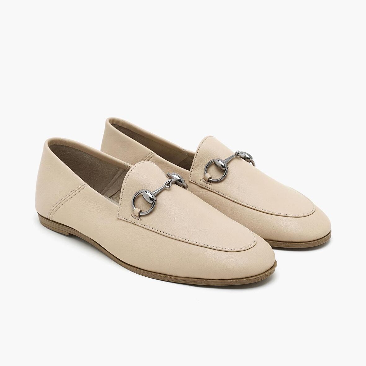 Ann Krem Kadın Deri Loafer