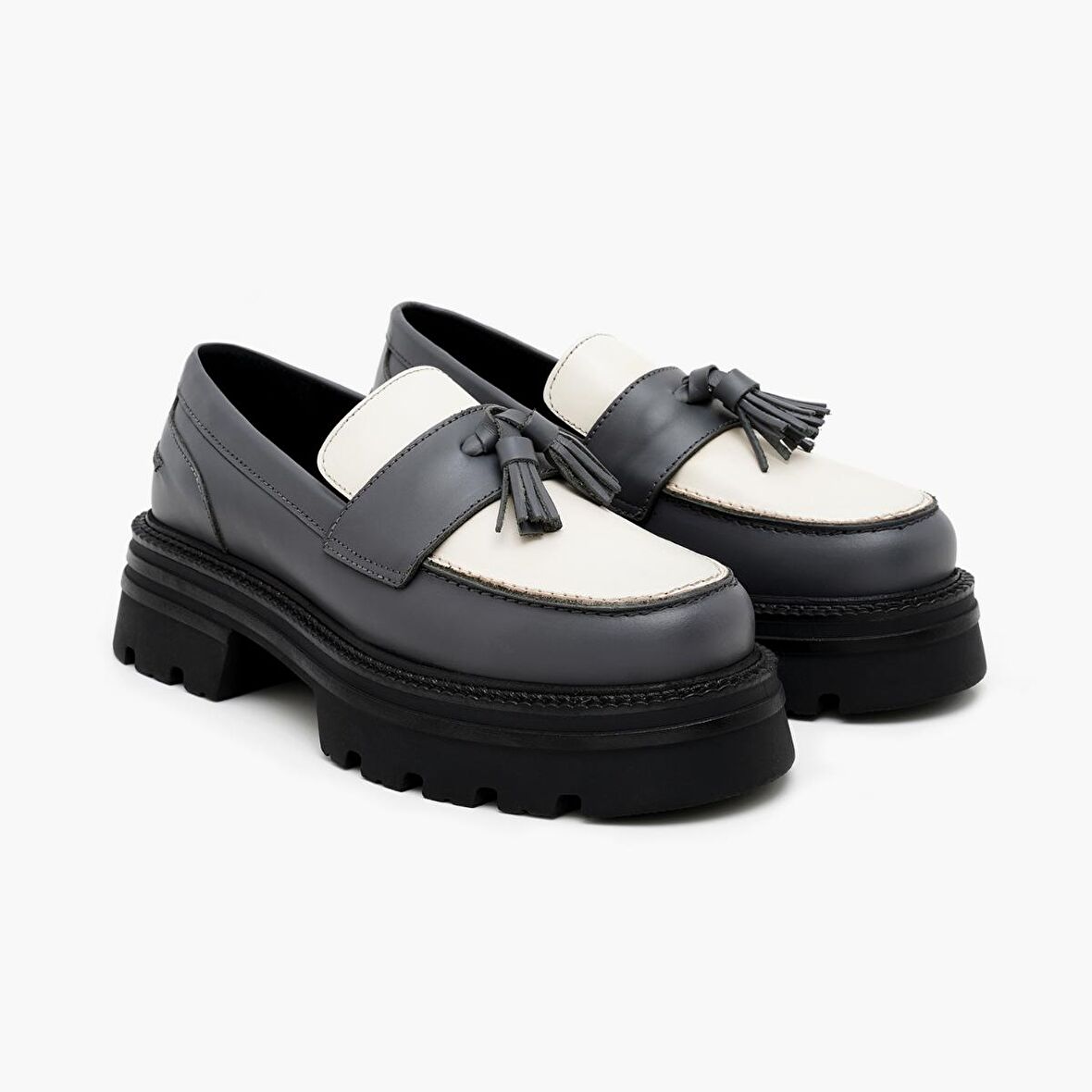 Antrasit Kadın Deri Loafer