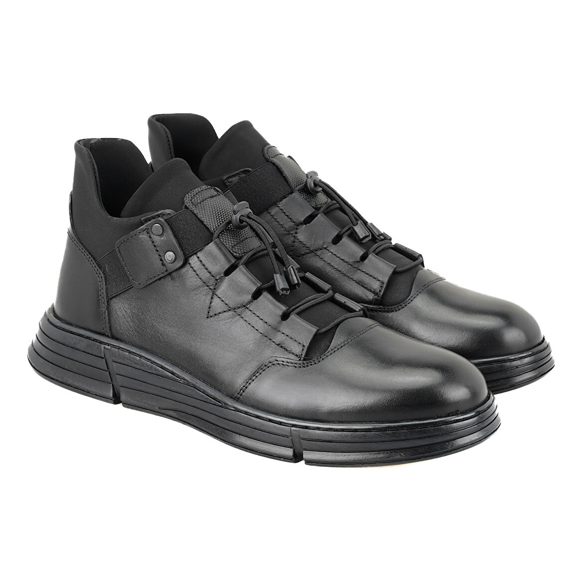 Pavel Siyah Erkek Bağcıklı Deri Bot