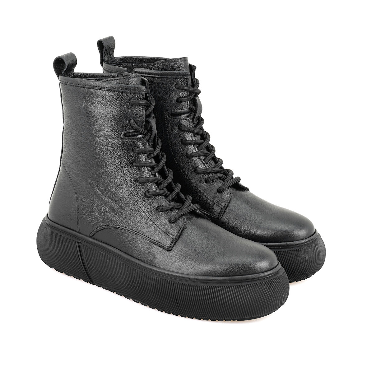 Juno Siyah Kadın Fermuarlı Deri Bot