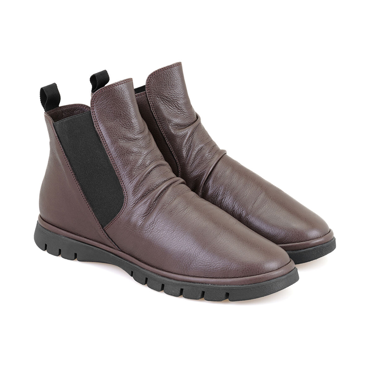 Kadın Kahve Lastikli Deri Bot