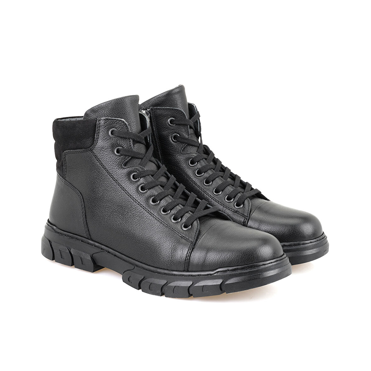 Johnny Siyah Erkek Fermuarlı Deri Bot