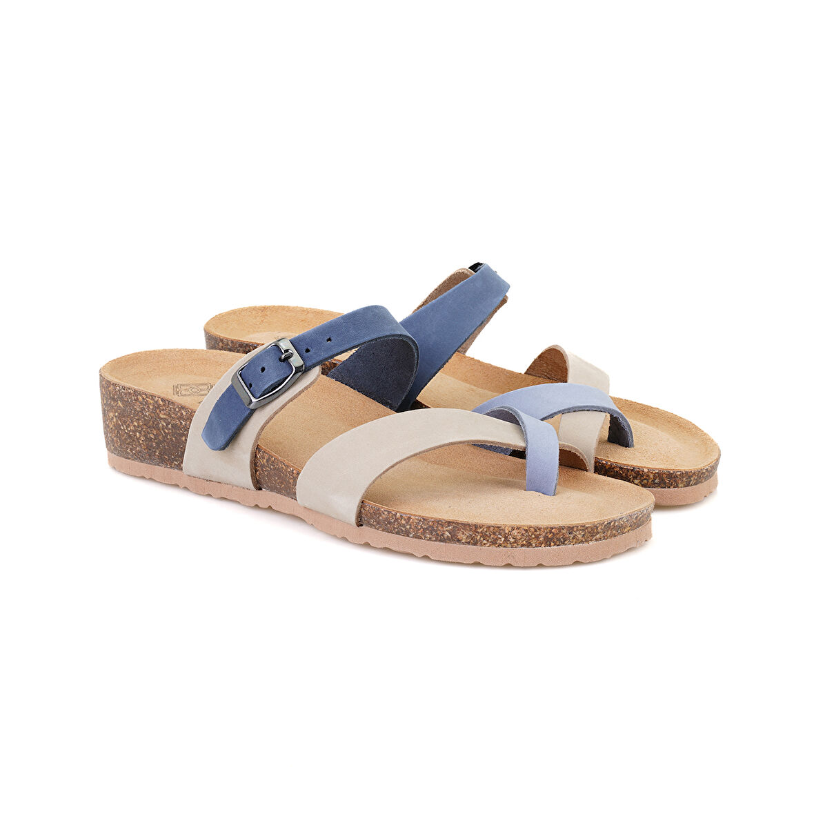 Ibbie Mavi Kadın Nubuk Deri Terlik