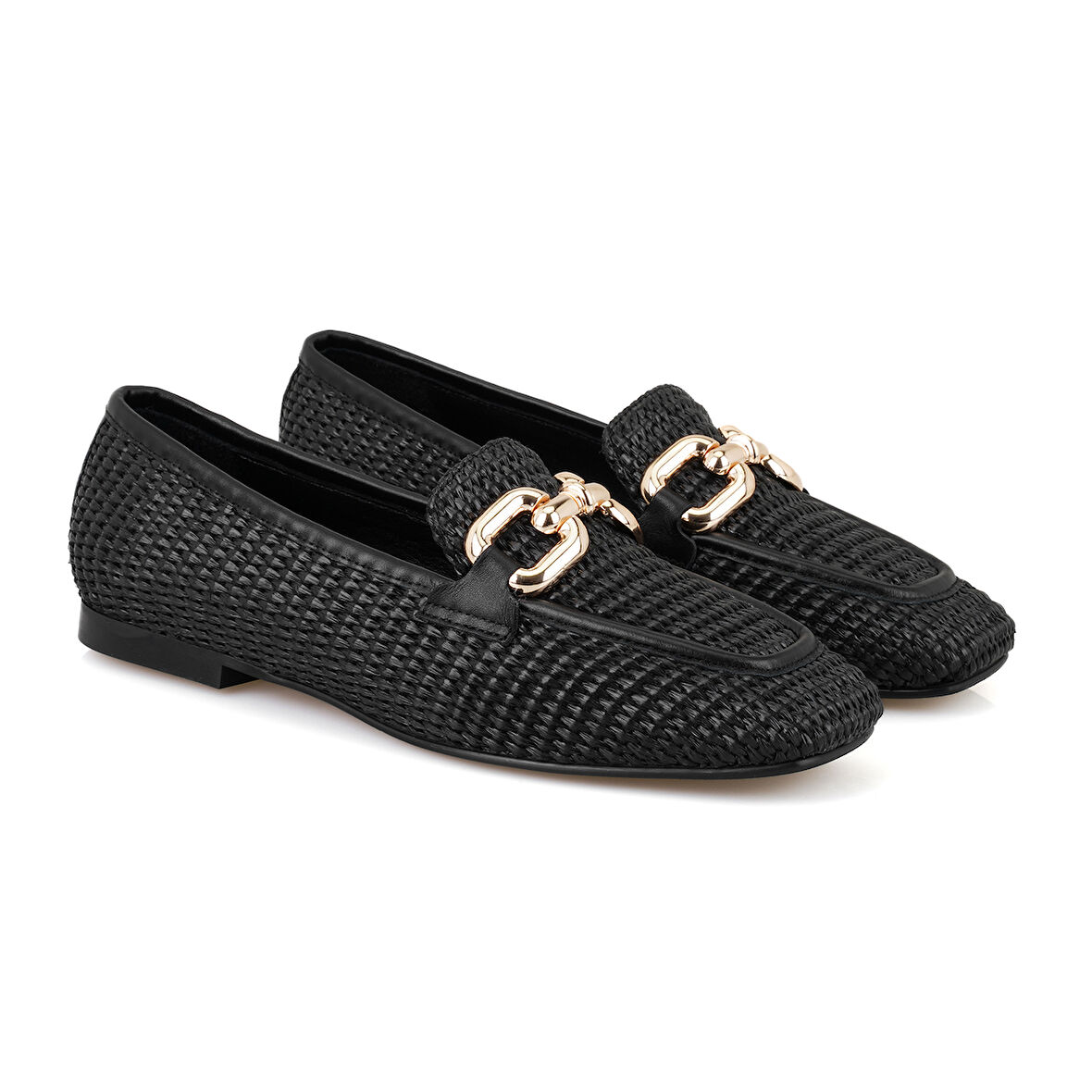 Kadın Siyah Hasır Loafer