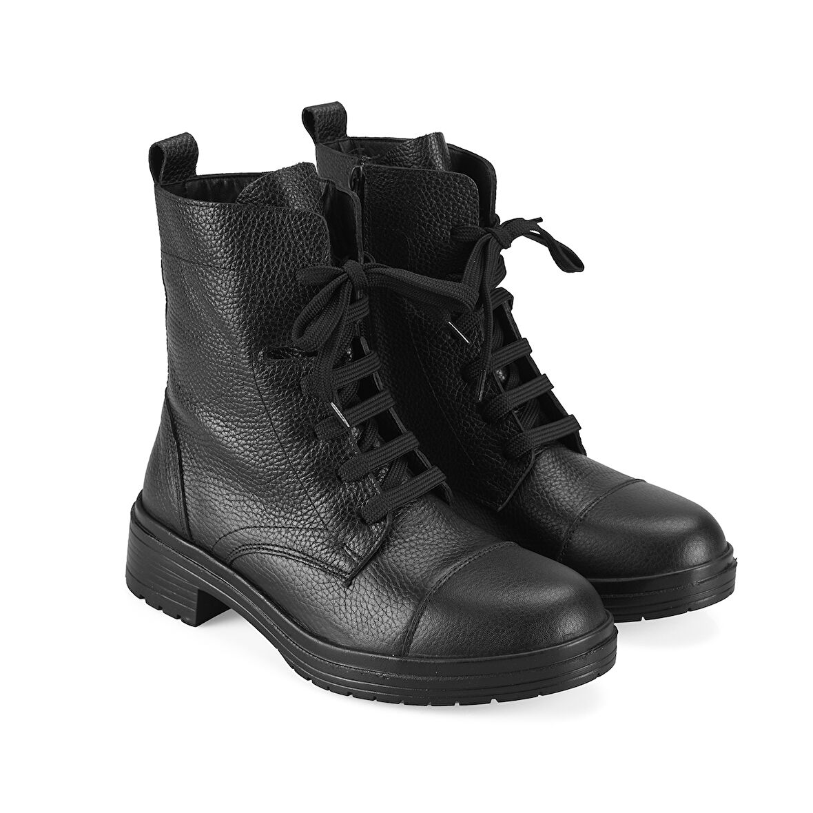 Lias Siyah Kadın Fermuarlı Deri Bot