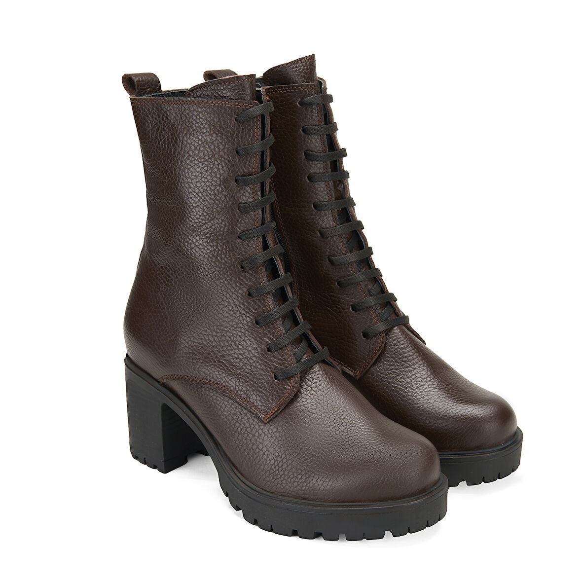 Kadın Kahve Topuklu Deri Bot