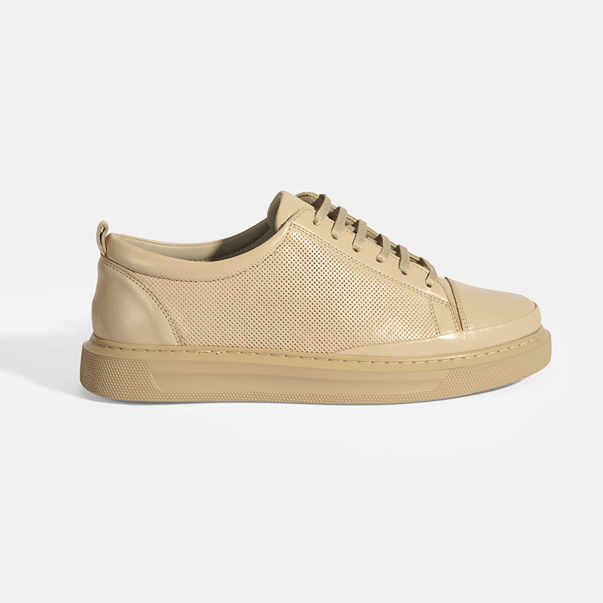 Kayzen Bej Kadın Deri Bağcıklı Spor Ayakkabı