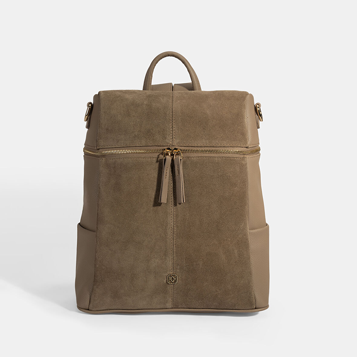 Kadın Vizon Süet Detaylı Fermuarlı Sırt Çantası