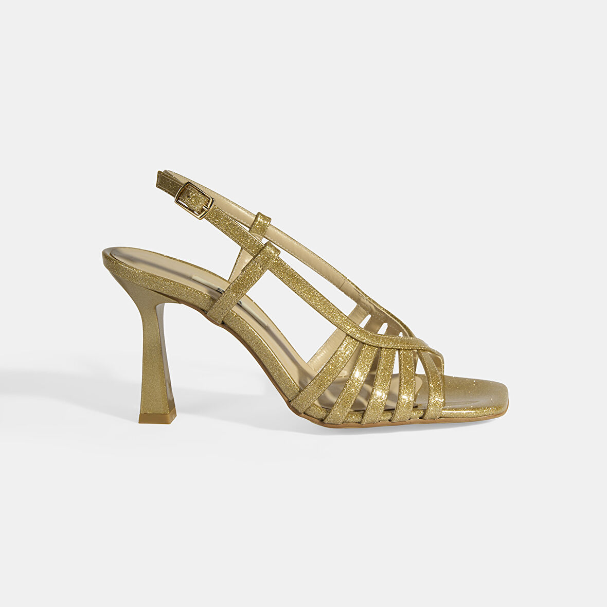 Kadın Gold Simli Topuklu Abiye Ayakkabı