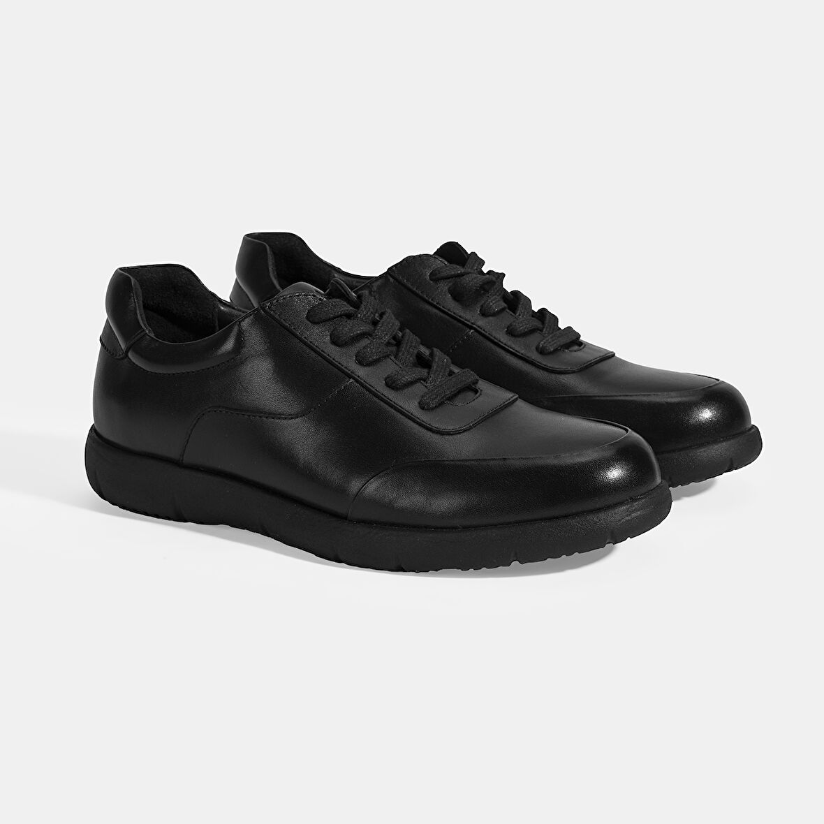 Erkek Siyah DesaComfort Bağcıklı Deri Günlük Ayakkabı