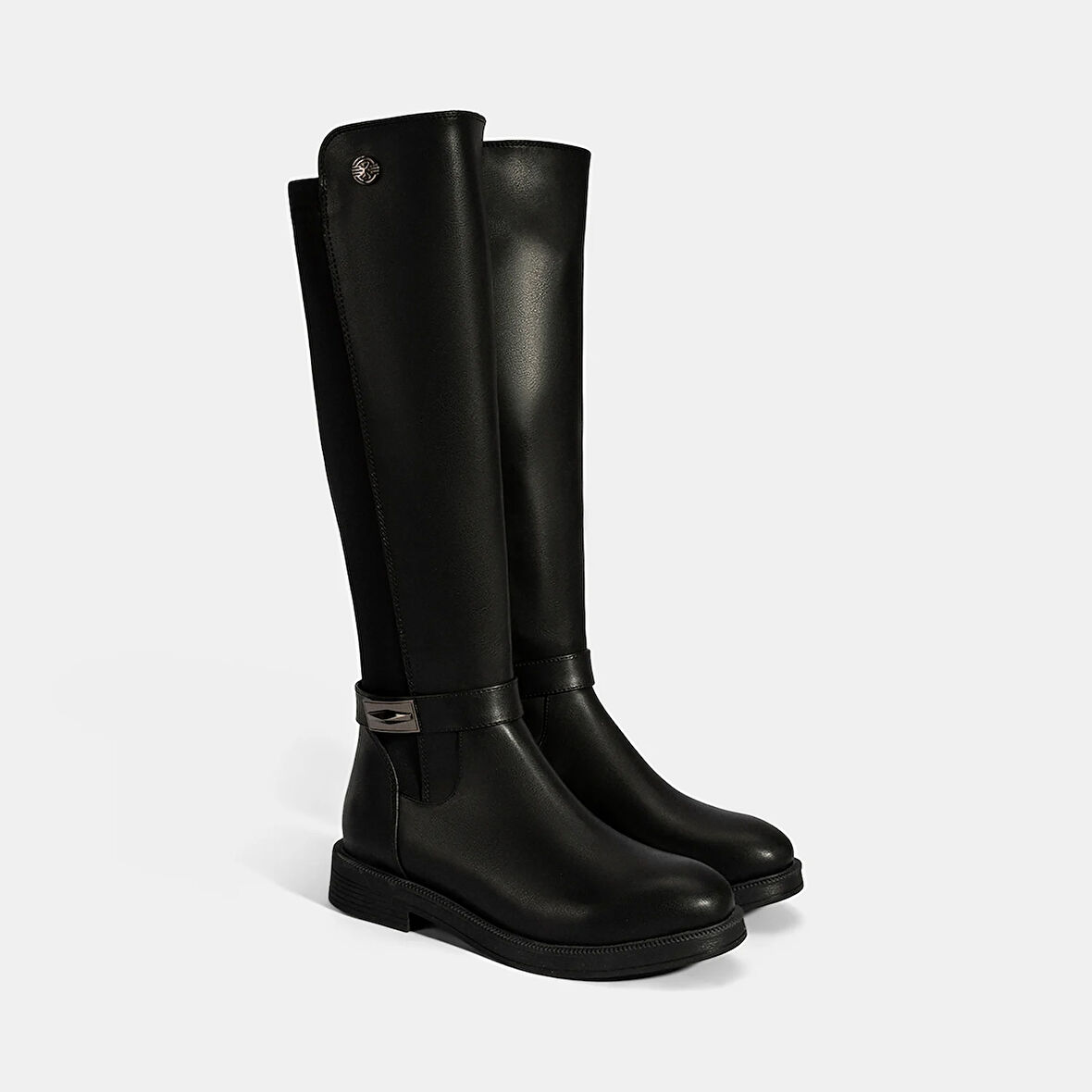 Kadın Siyah Metal Aksesuarlı Stretch Çizme