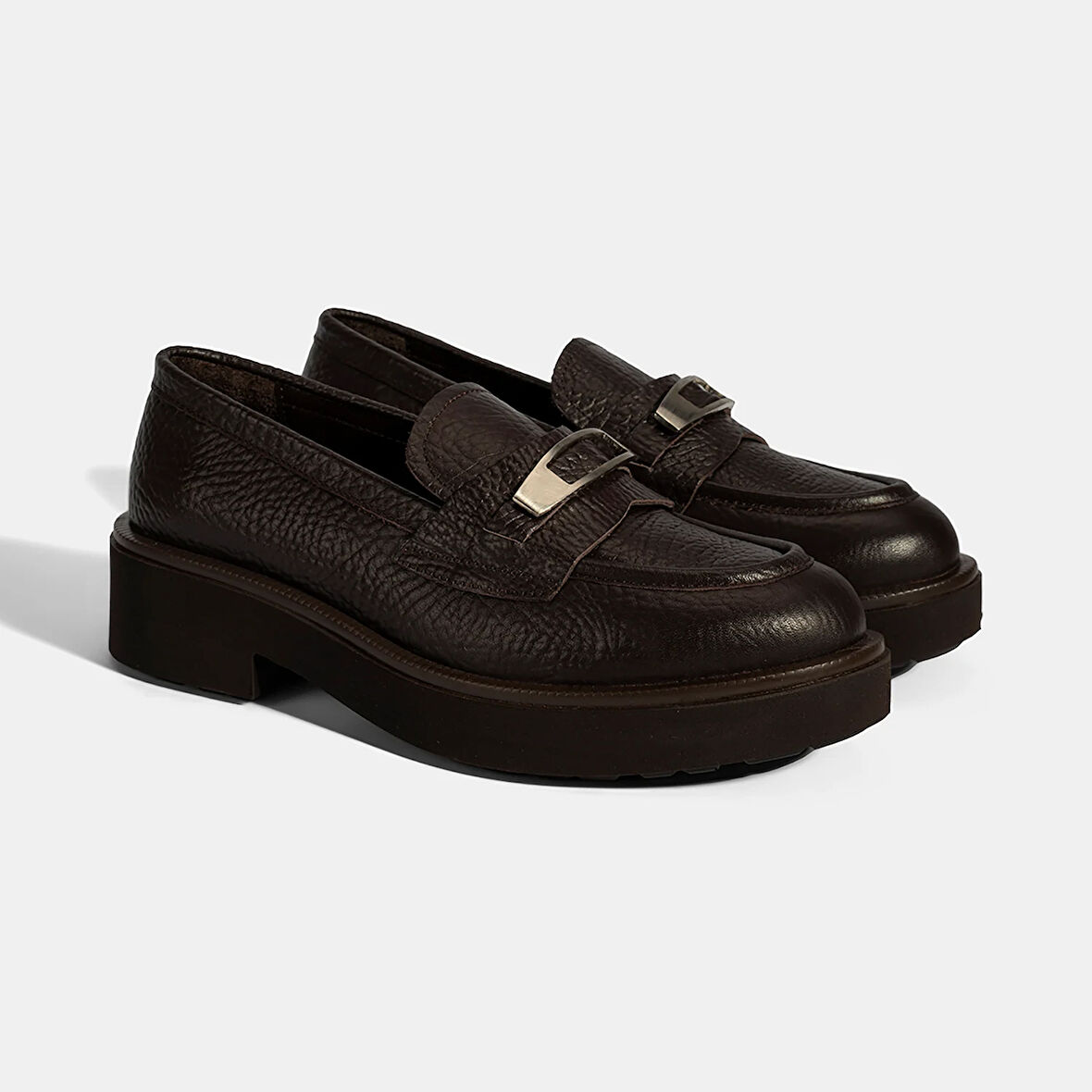 Kadın Bordo Bağcıklı Kalın Tabanlı Deri Günlük Ayakkabı