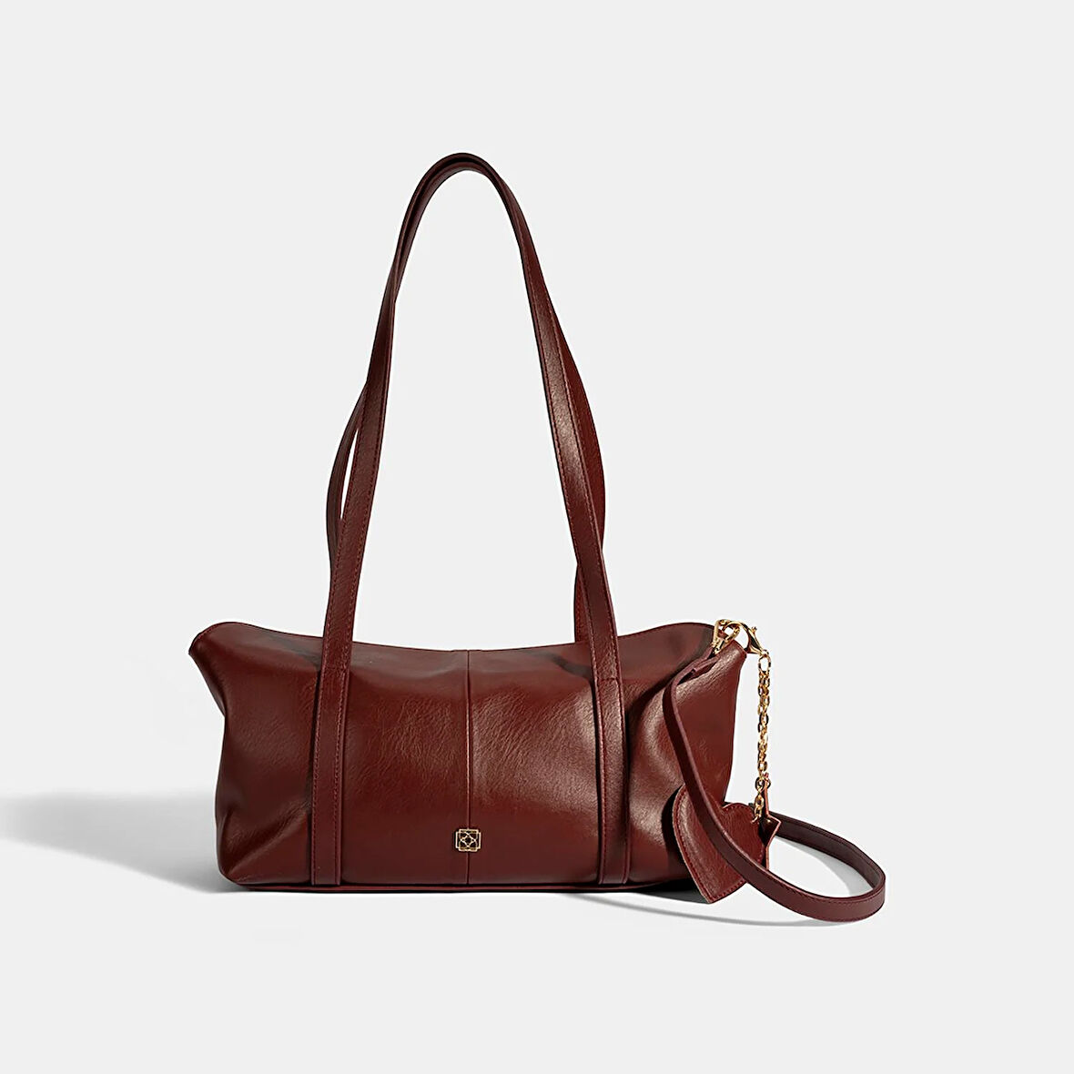 Kadın Bordo Kalp / Yıldız Charm Aksesuarlı Omuz Çantası