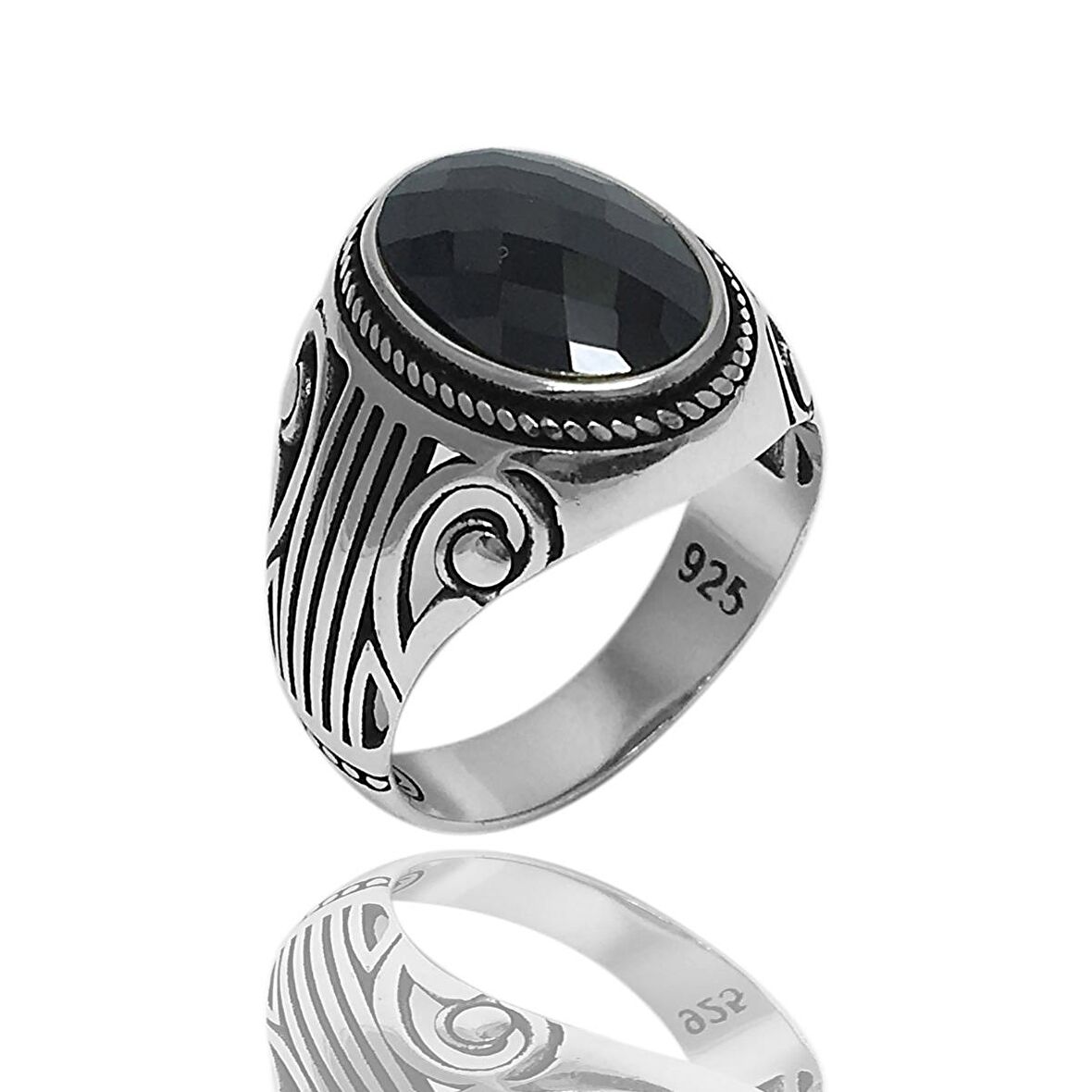 Zirkon Taşlı Sarmal Model 925 Ayar Erkek Gümüş Yüzük