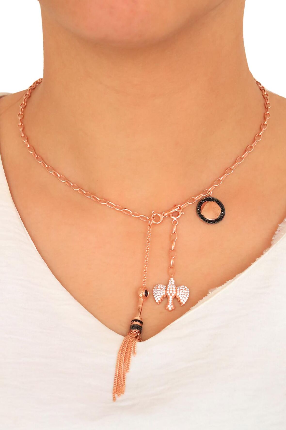 Zirkon Taşlı Kuş Model Gümüş Kadın Kolye