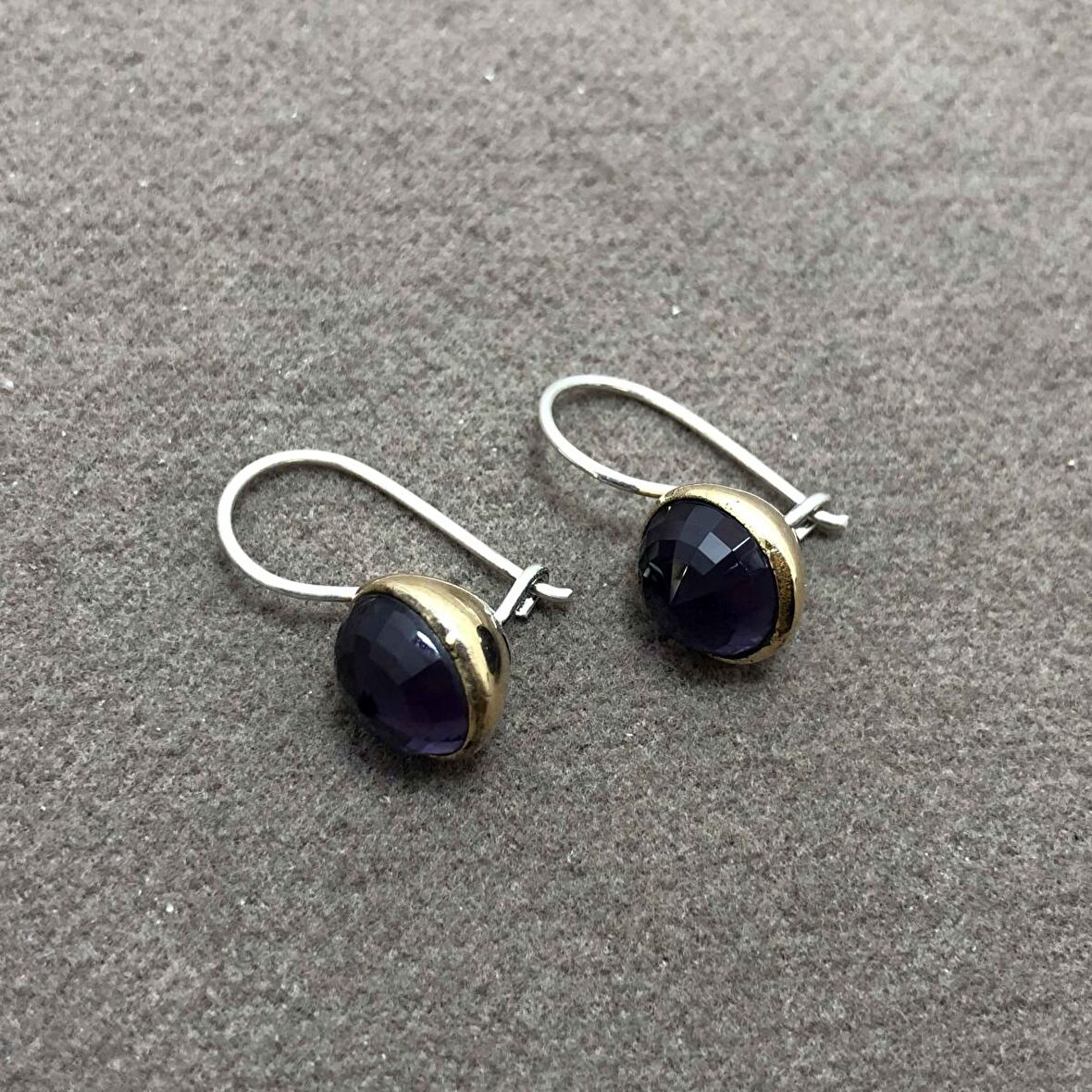 Ametist Taşlı Otantik Gümüş Kadın Küpe