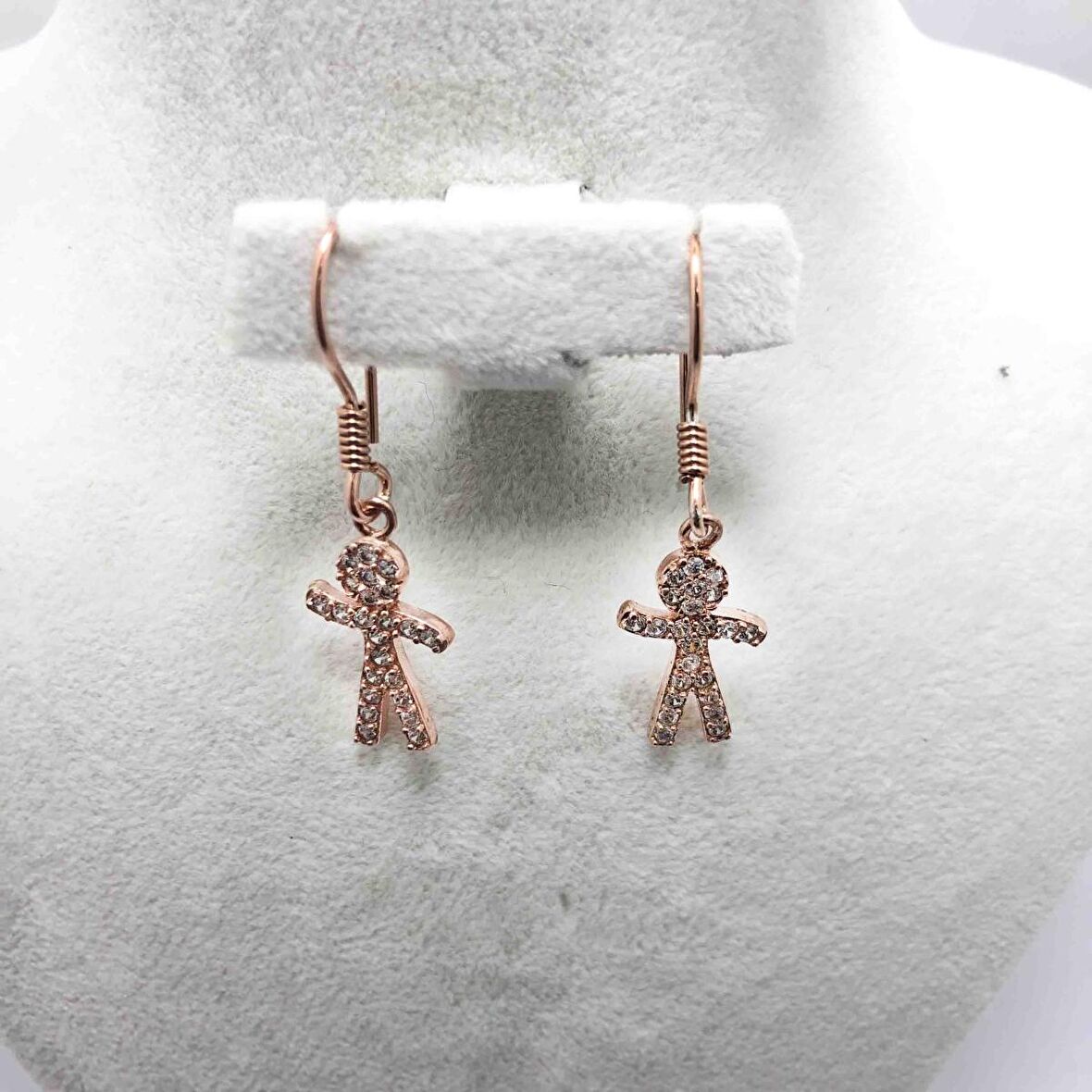 Zirkon Taşlı Rose Kaplama Model Gümüş Kadın Küpe