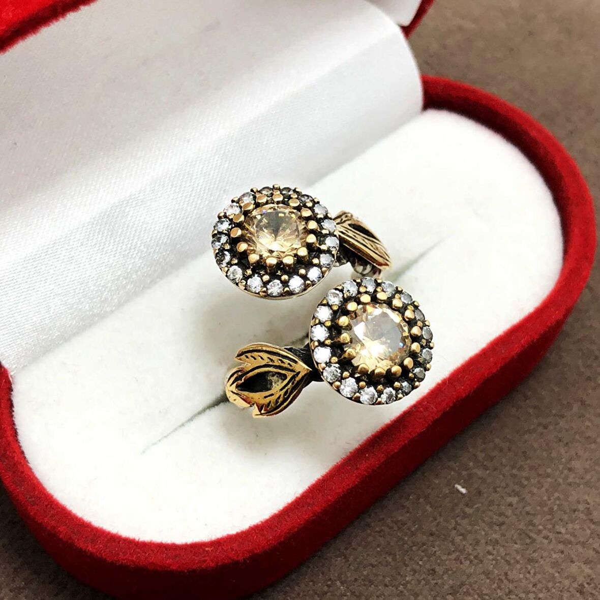 Sitrin Taşlı 925 Ayar Otantik Gümüş Kadın Yüzük