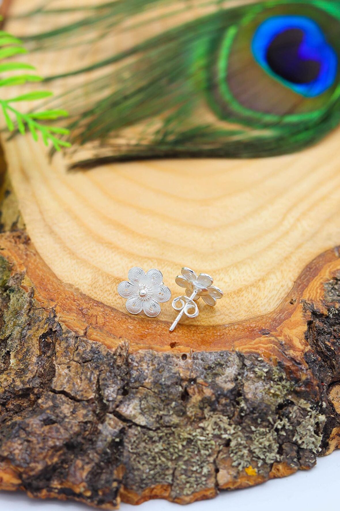 Papatya Model Elişçiliği Telkari Gümüş Kadın Küpe