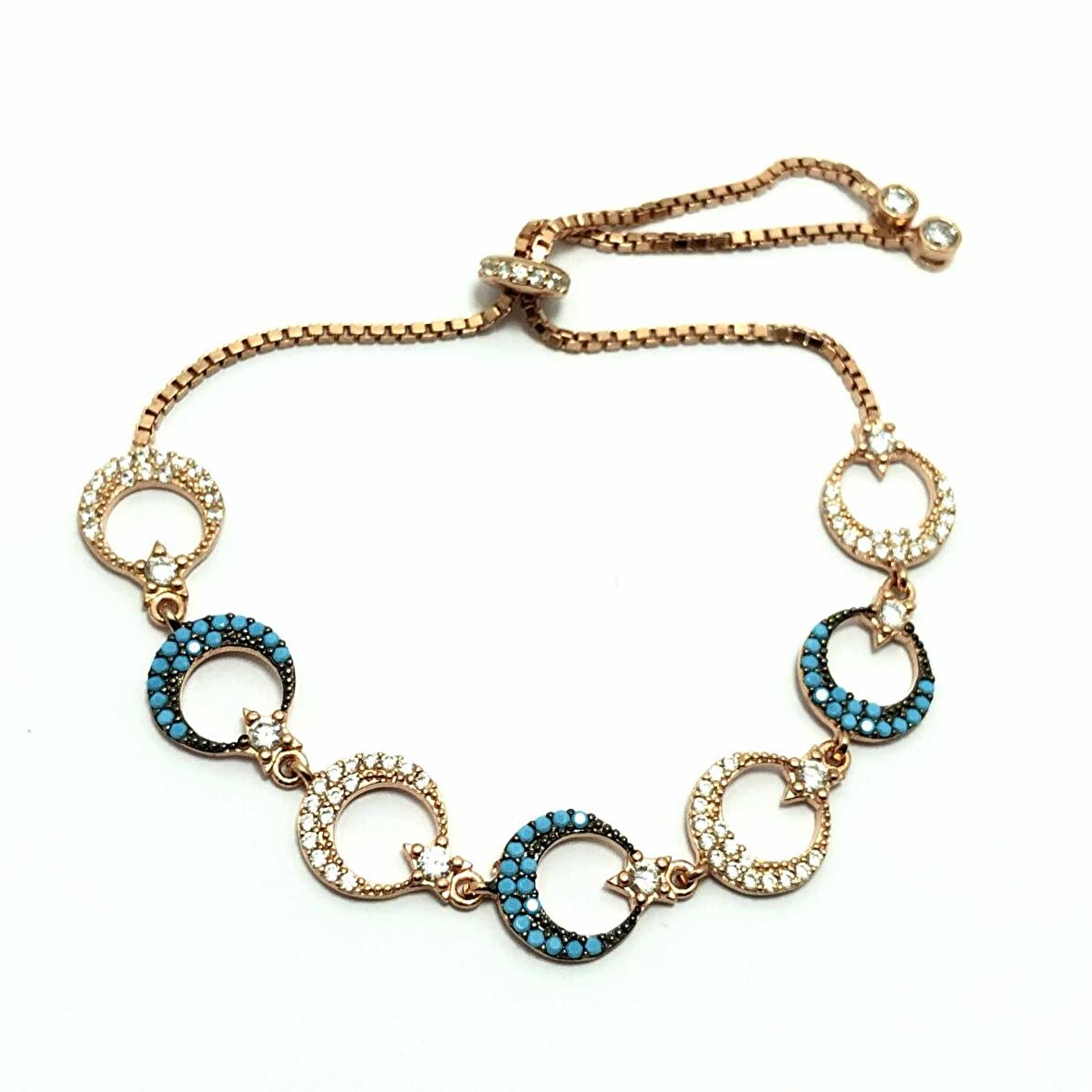 Ayyıldız Model Rose Kaplama Asansörlü Kadın Gümüş Bileklik