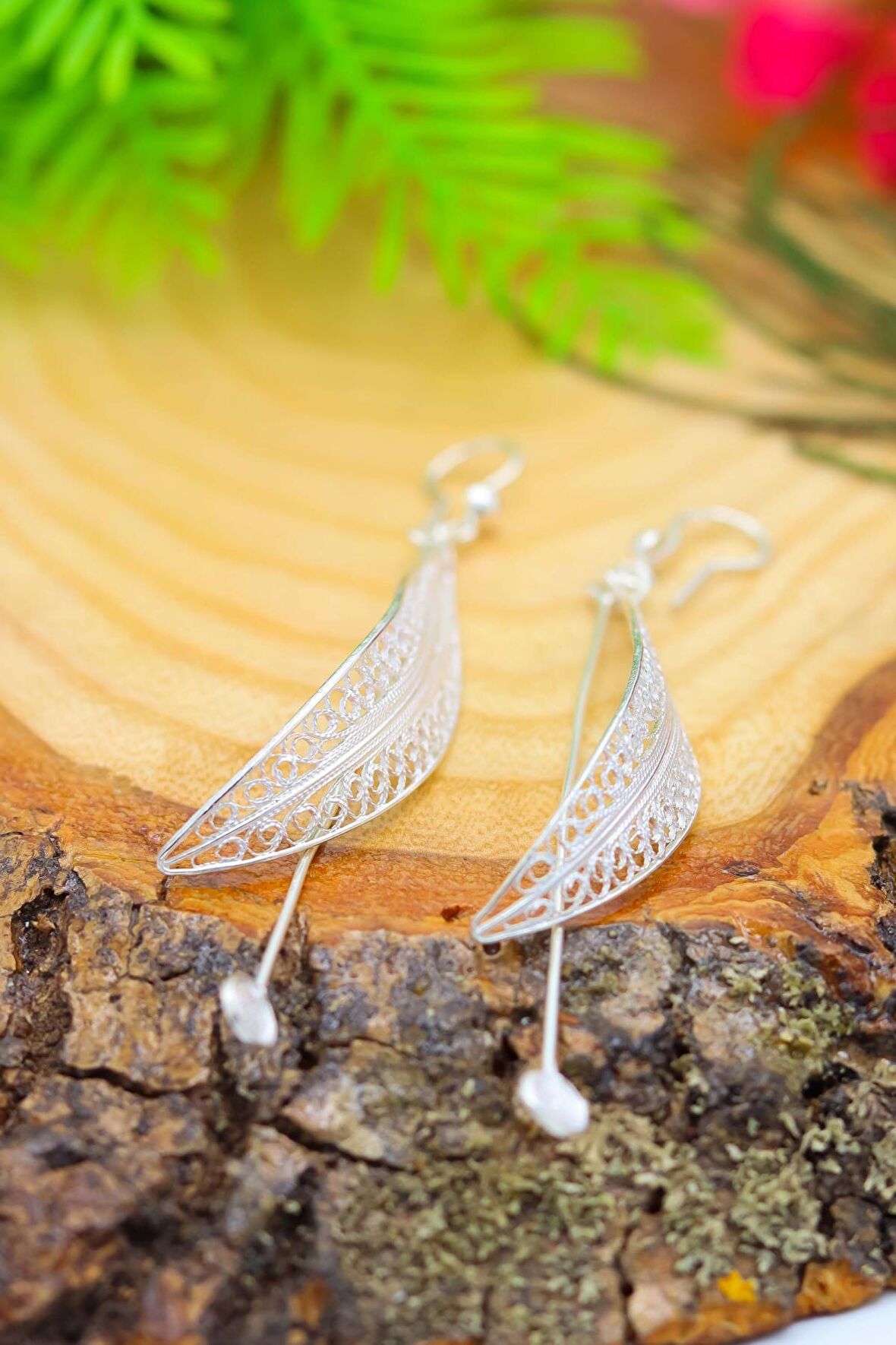 Yaprak Tasarım Elişçiliği Telkari Gümüş Kadın Küpe