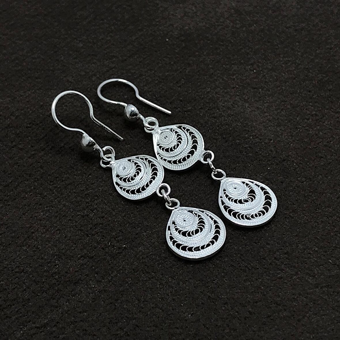 Damla Model El İşçiliği Telkari Gümüş Kadın Küpe