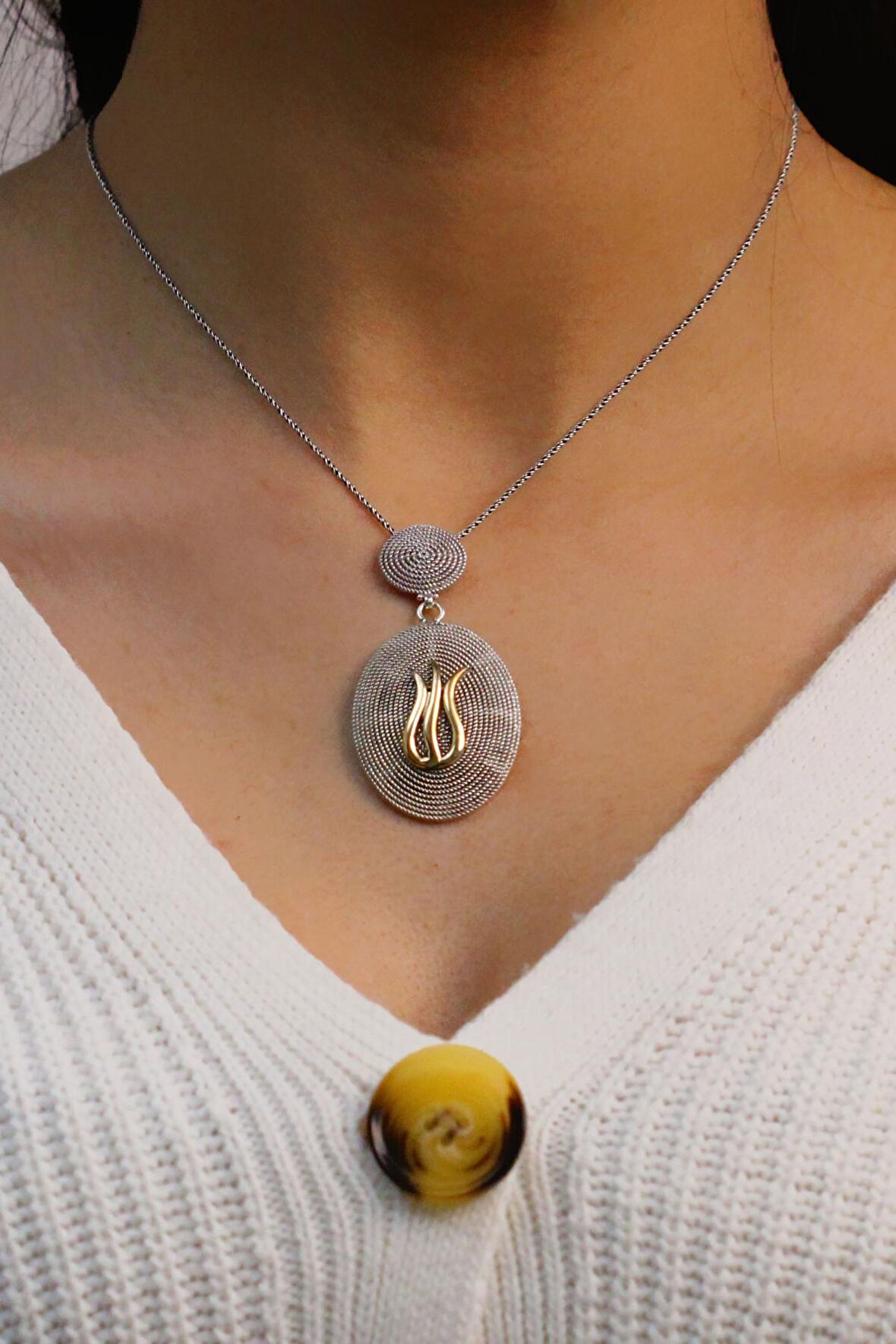 Yöresel Lale Model Kadın Telkari Gümüş Kolye