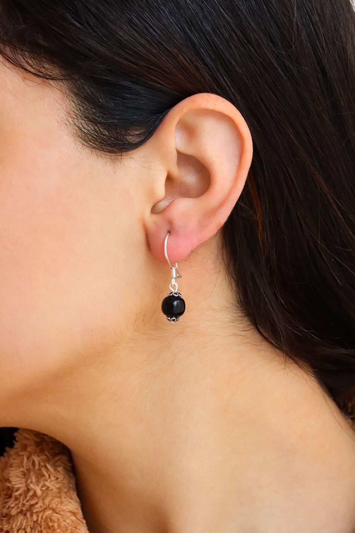 Oltu Taşlı El işçiliği Kadın Gümüş Küpe