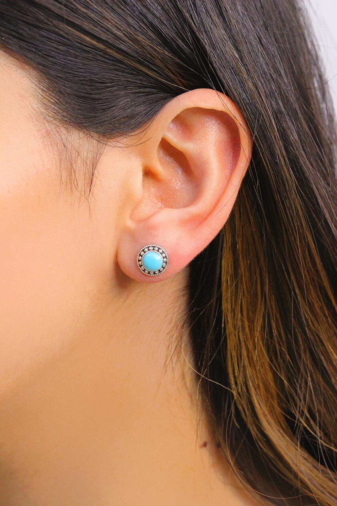 Firuze Taşlı Gümüş Kadın Küpe