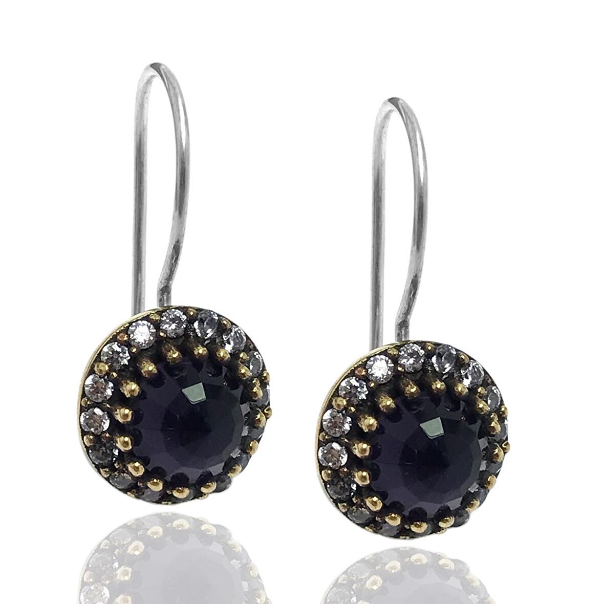 Ametist Taşlı Zirkon Süsleme Otantik Kadın Gümüş Küpe