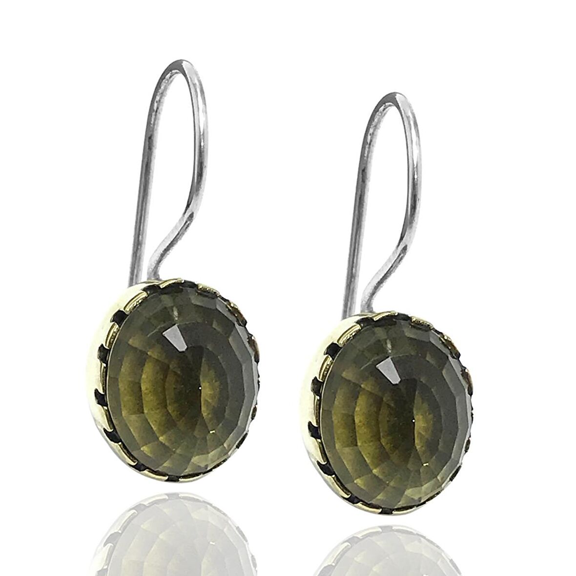 Zeberced (Peridot)Taşlı Zirkon Süsleme Otantik Kadın Gümüş Küpe