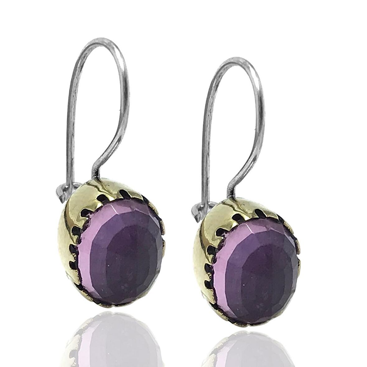 Ametist Taşlı Otantik Kadın Gümüş Küpe