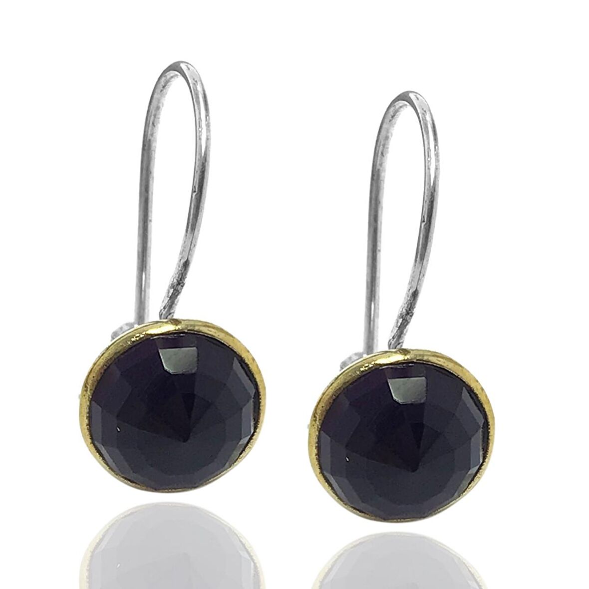 Ametist Taşlı Yuvarlak Otantik Kadın Gümüş Küpe