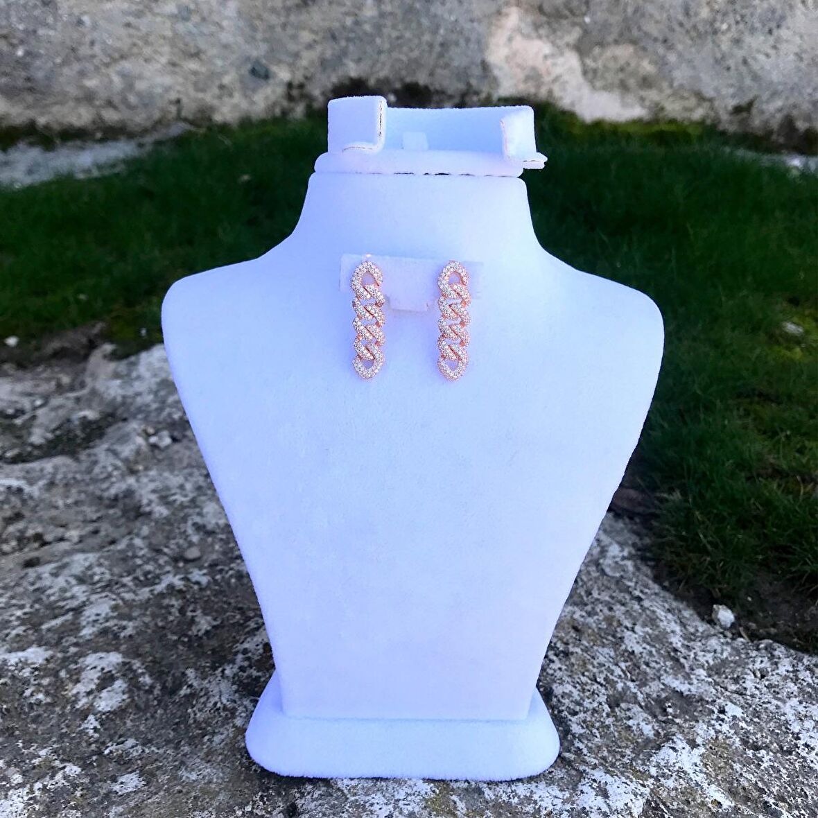 Baget Gümüş Rose Kadın Küpe