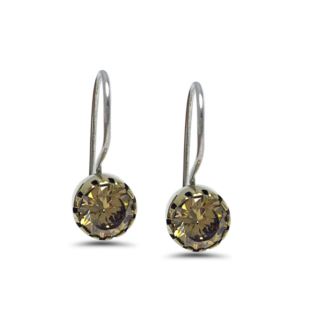 Sitrin Taşlı Otantik Kadın Gümüş Küpe