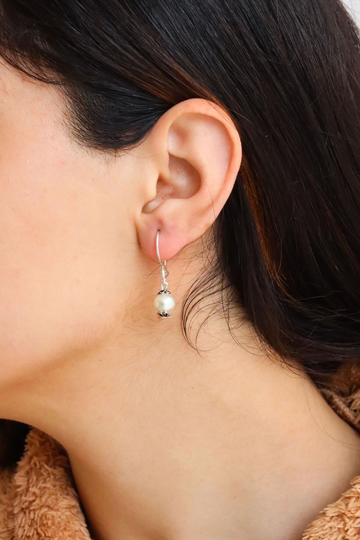 İnci Taşlı El işçiliği Kadın Gümüş Küpe