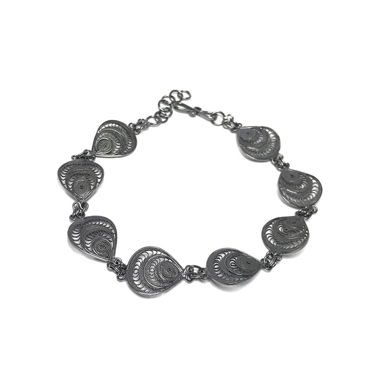 Damla Model Oksitli Telkari Kadın Gümüş Bileklik