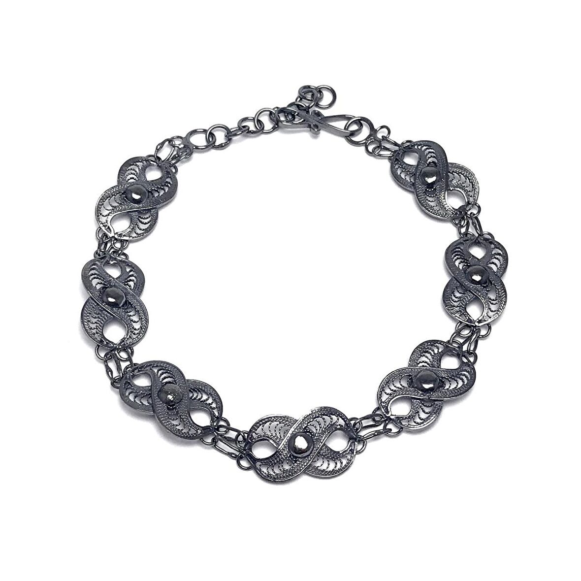 Sonsuzluk Model Oksitli Telkari Kadın Gümüş Bileklik