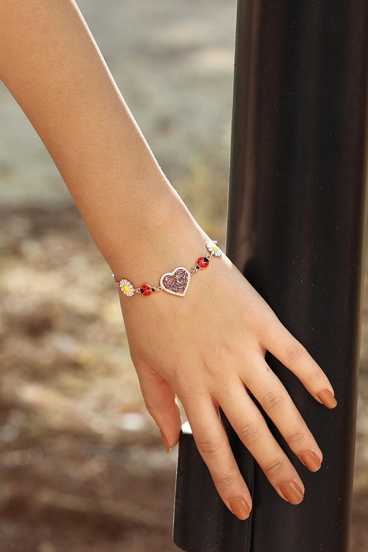 Kalp Model Rose Kaplama Kadın Gümüş Bileklik