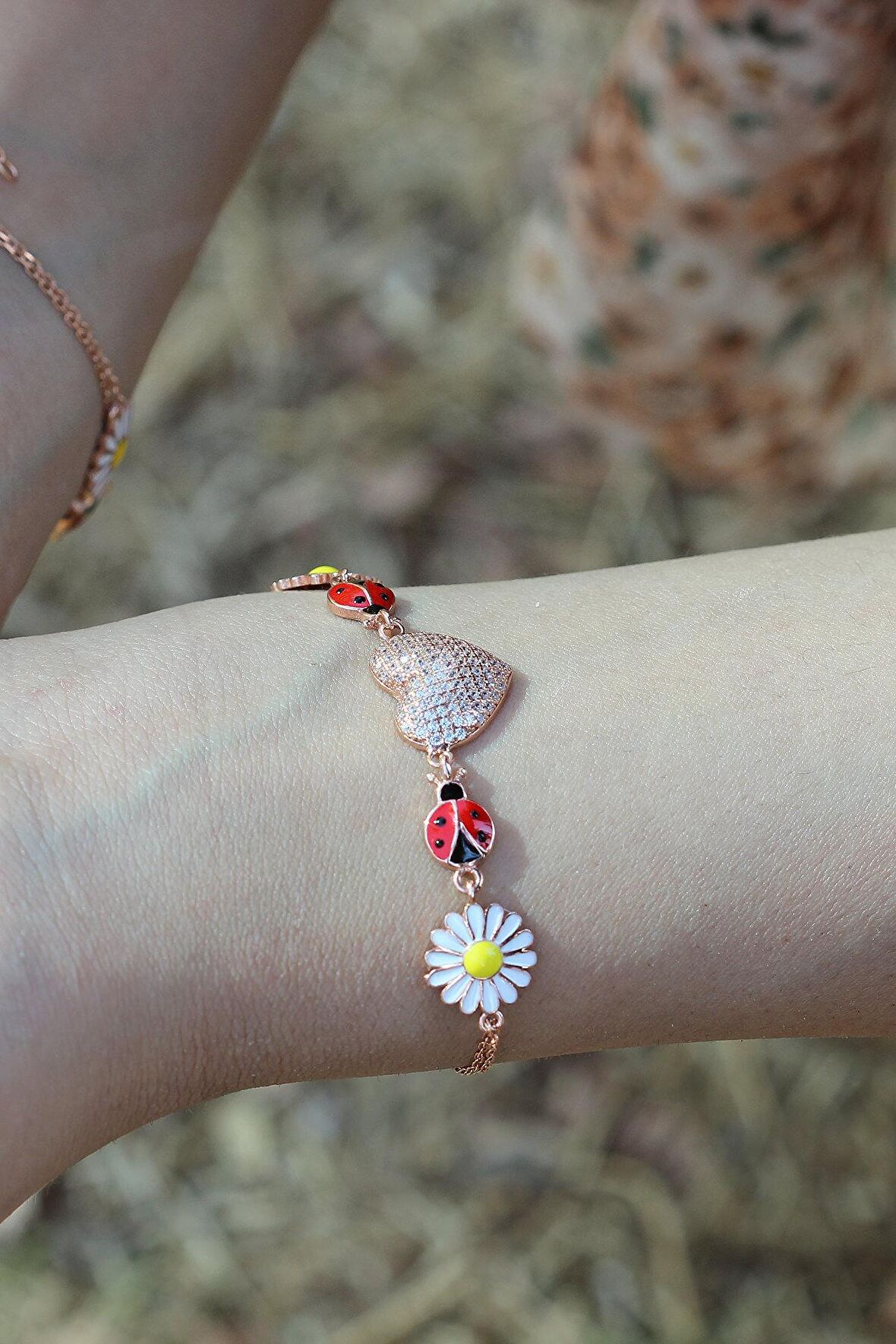 Kalp Model Rose Kaplama Kadın Gümüş Bileklik