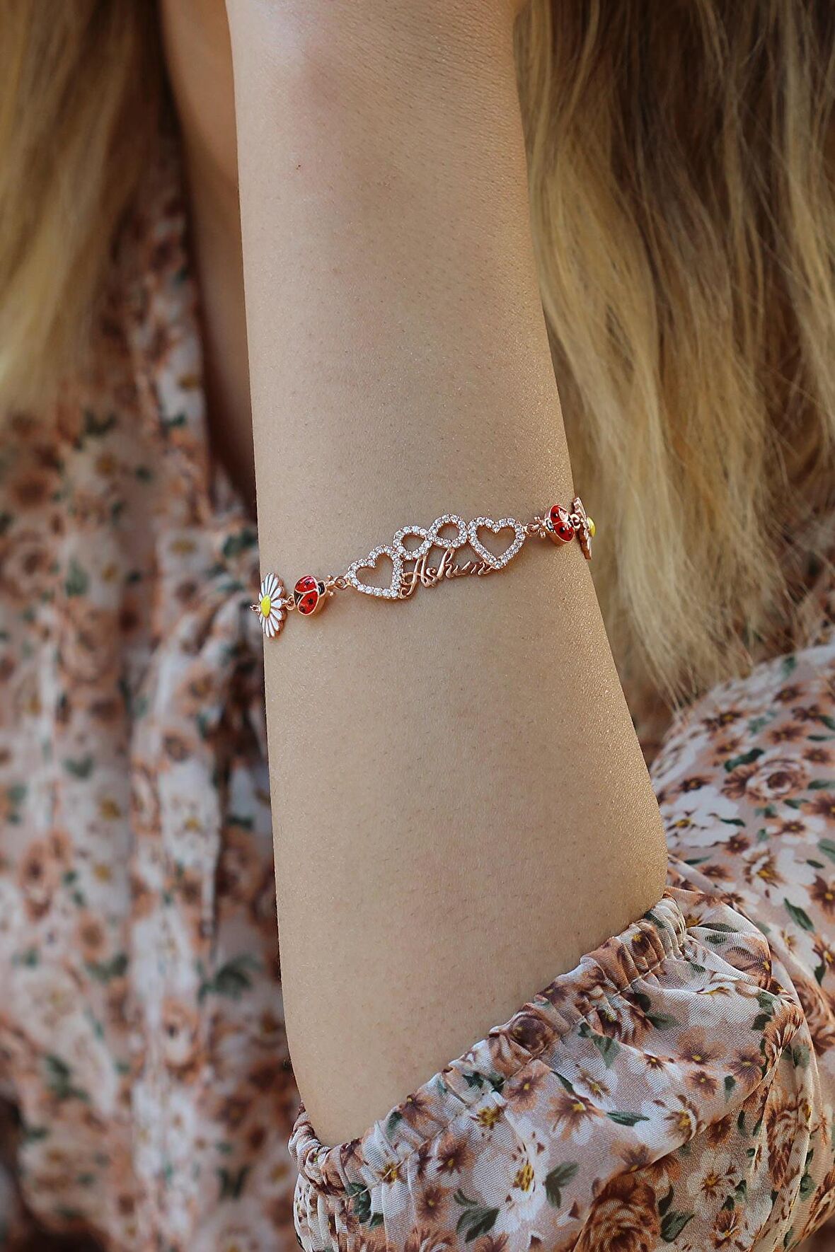 Aşkım Sonsuzluk Model Rose Kaplama Kadın Gümüş Bileklik