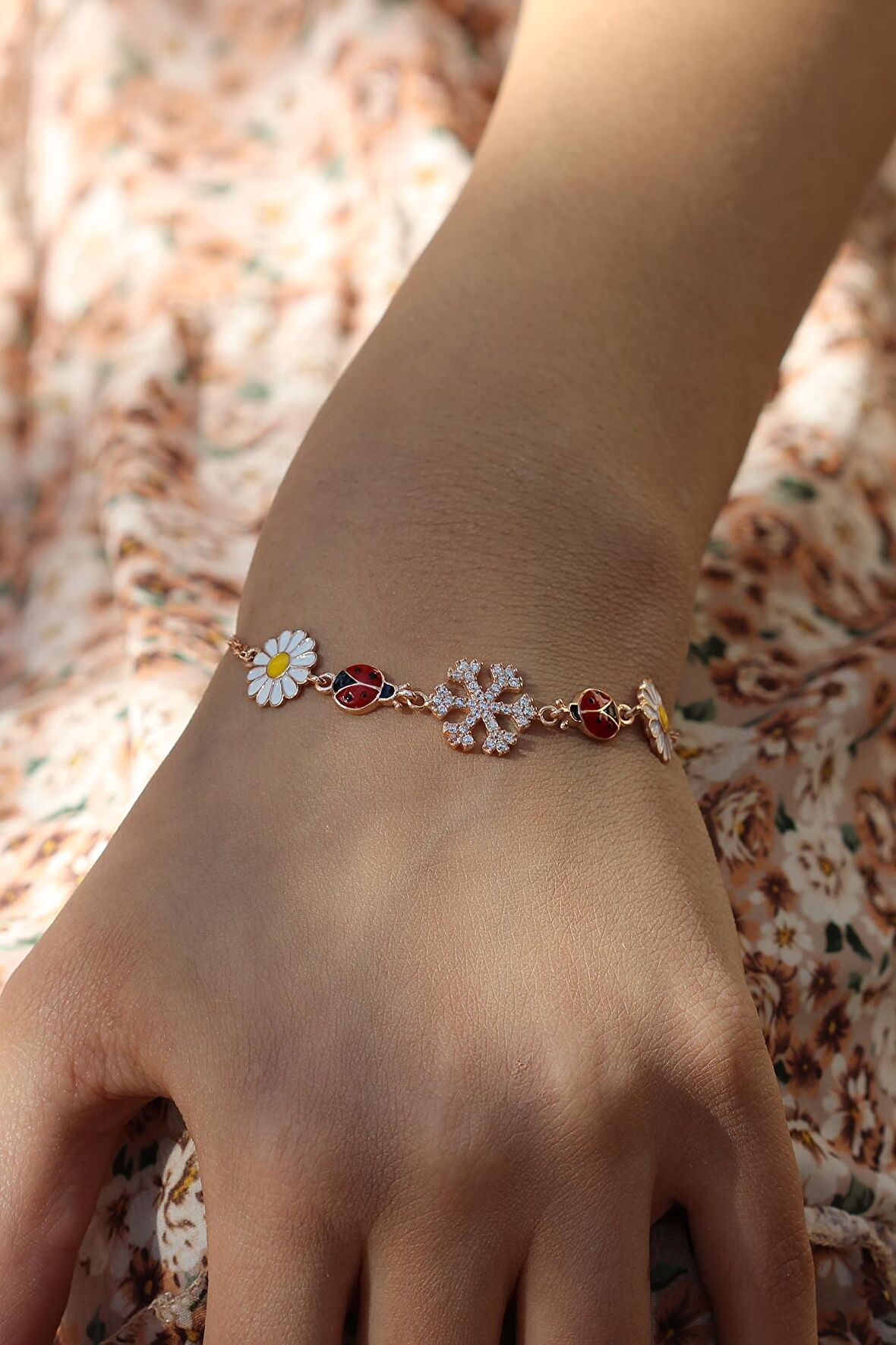 Kar Tanesi Model Rose Kaplama Bayan Gümüş Bileklik