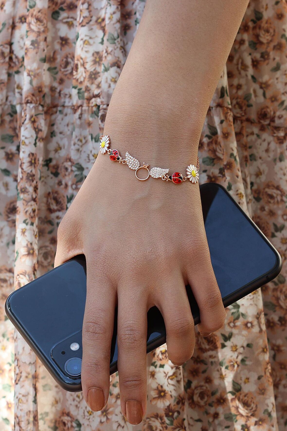 Melek Model Rose Kaplama Bayan Gümüş Bileklik