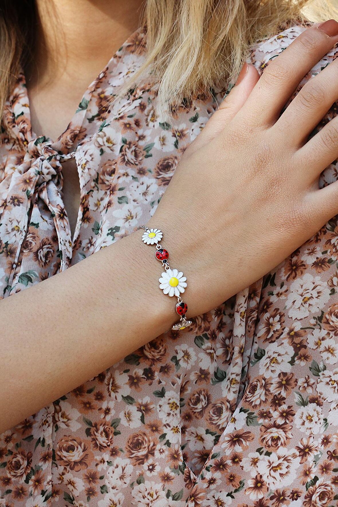 Papatya Model Rose Kaplama Bayan Gümüş Bileklik