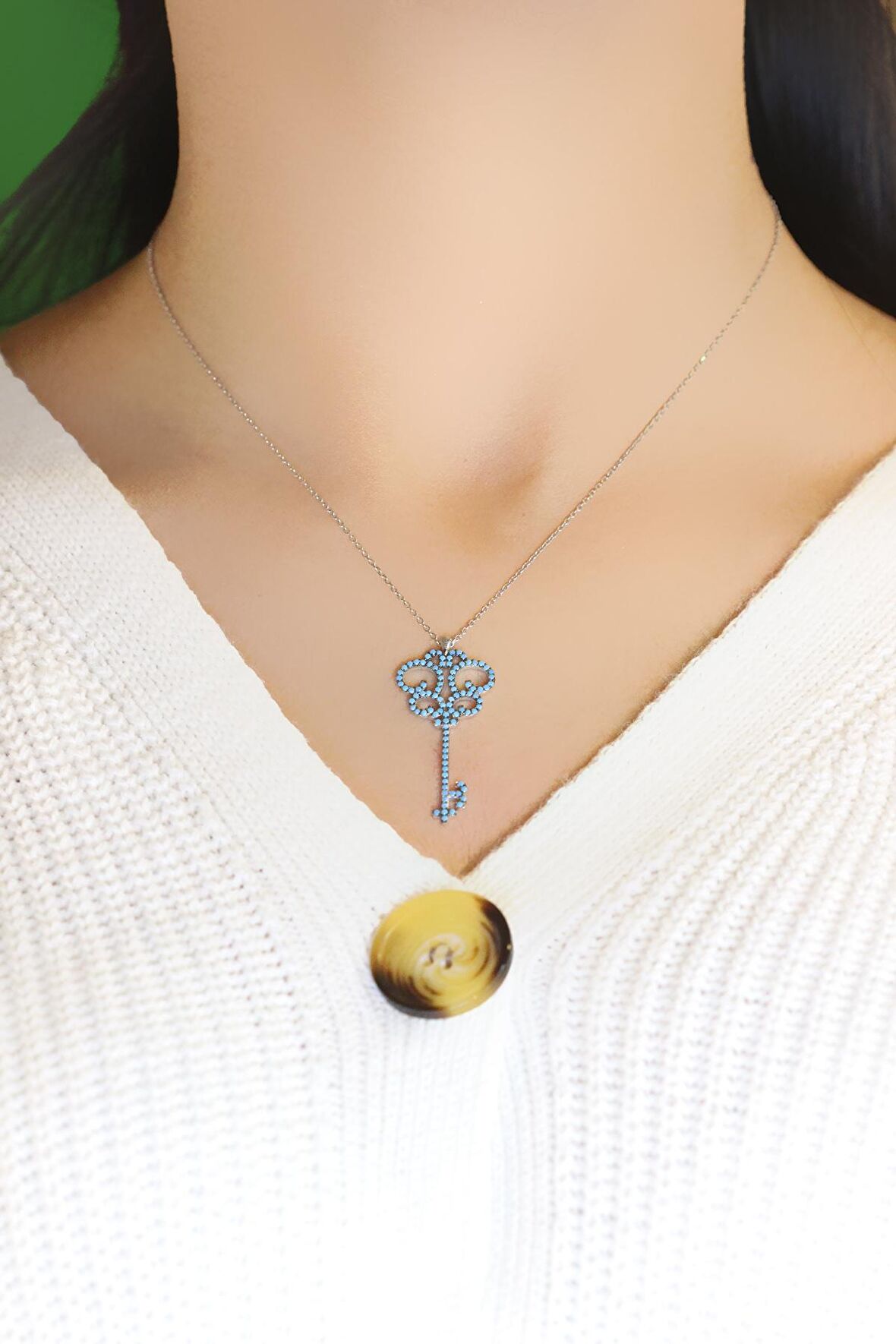 Kalbimin Anahtarı Model Hayalet Gümüş Kolye