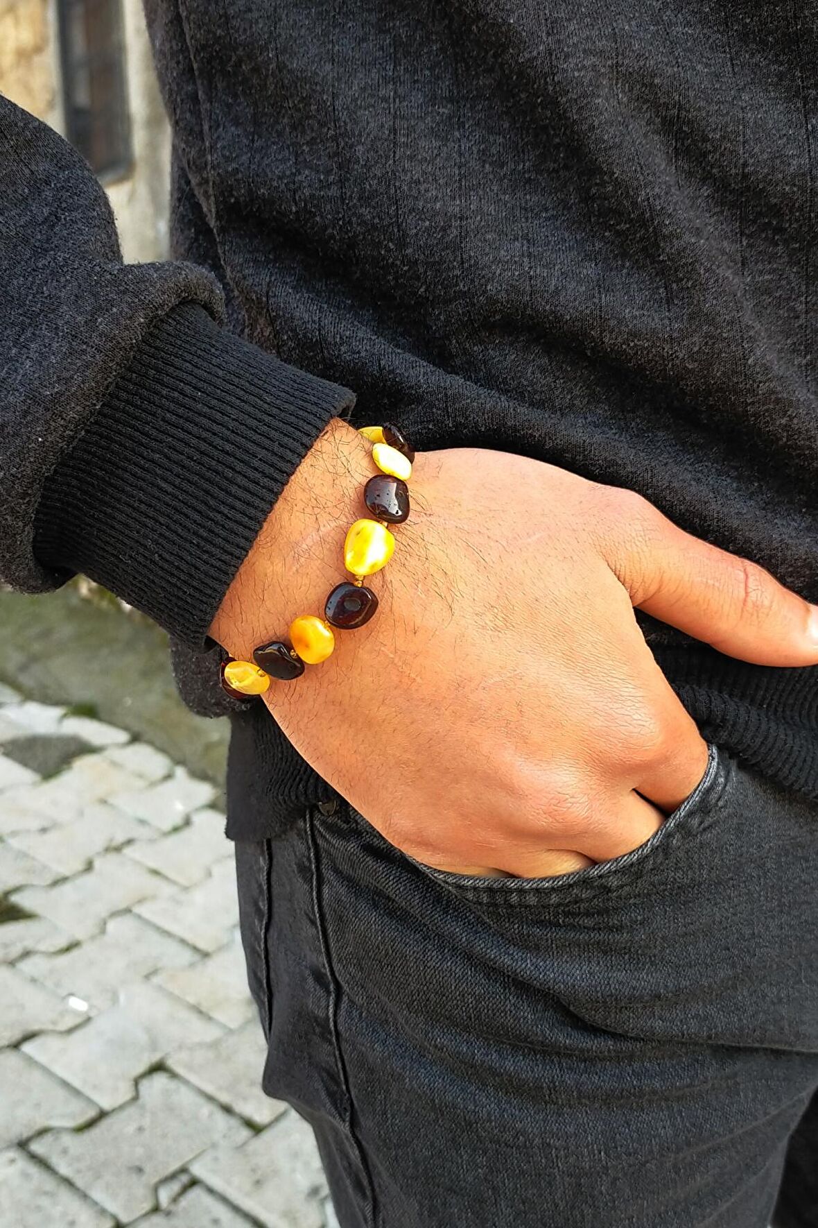 Unisex Orjinal Damla Kehribar Bileklik