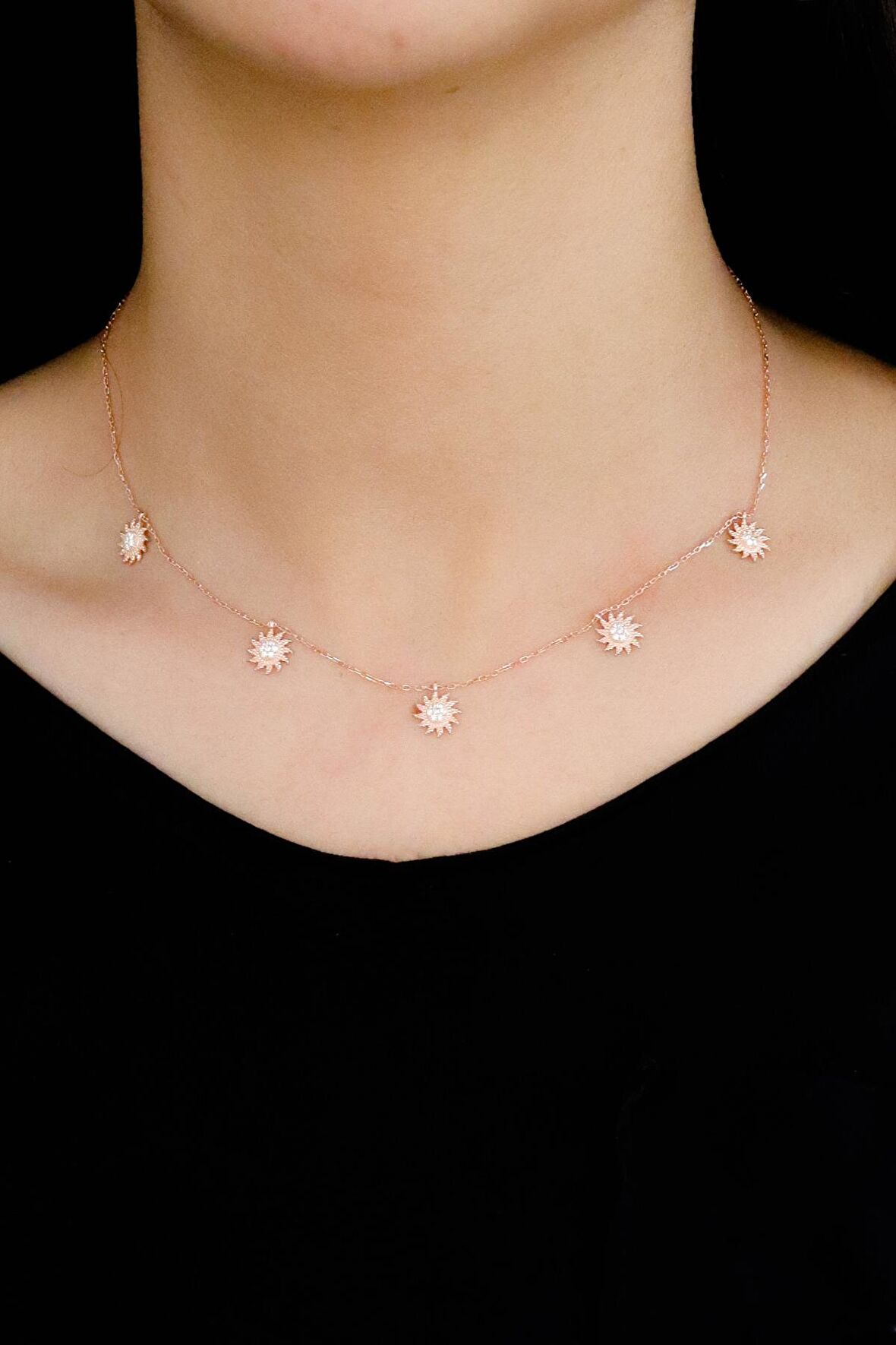 Güneş Tasarım Rose Hayalet Gümüş Kolye