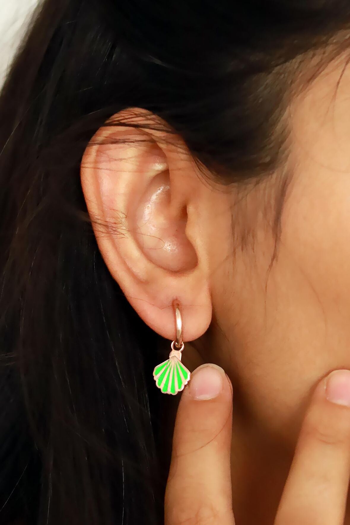 Deniz Kabuğu Tasarım Kadın Gümüş Küpe - Rose