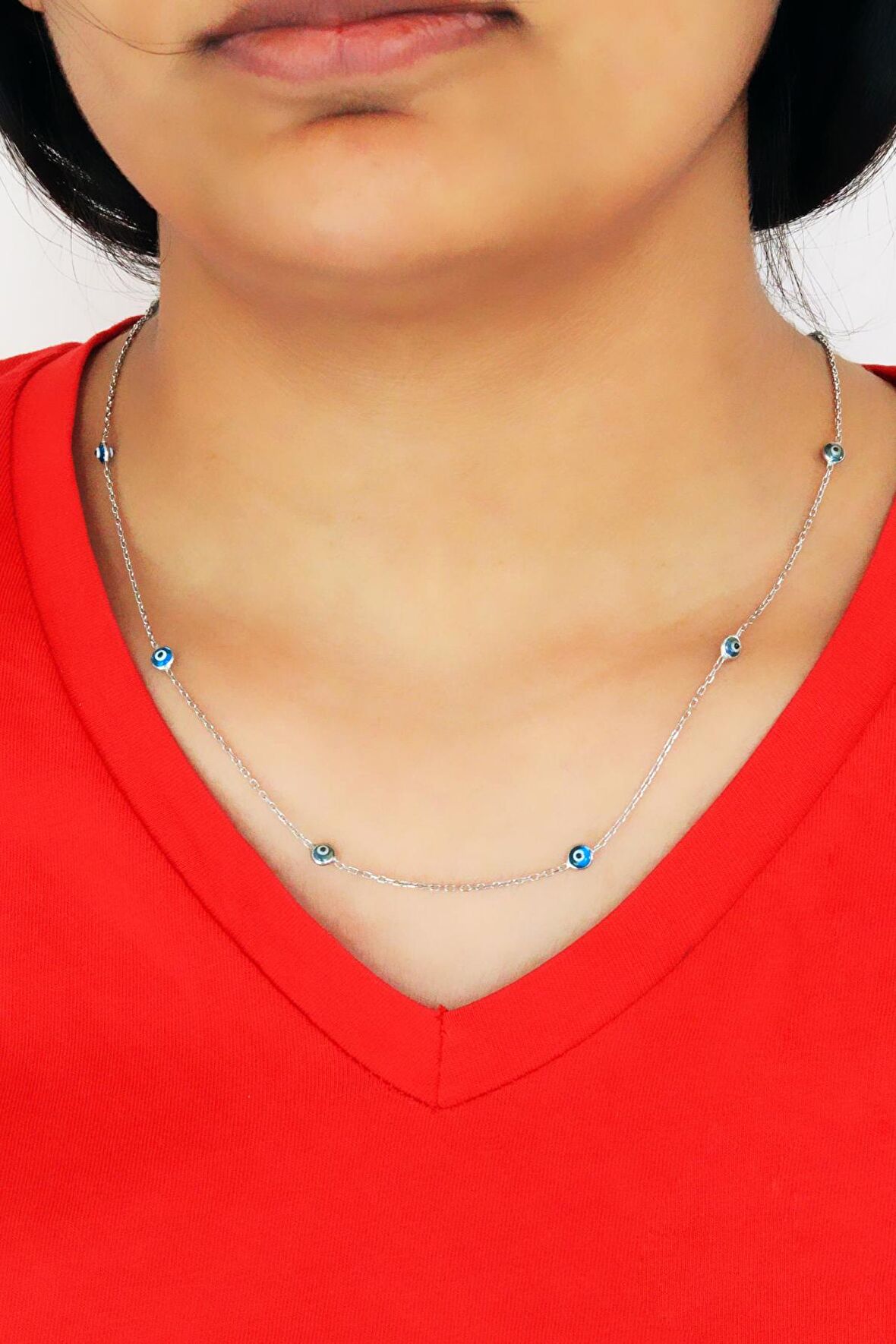 Nazar Boncuğu Kadın Gümüş Kolye