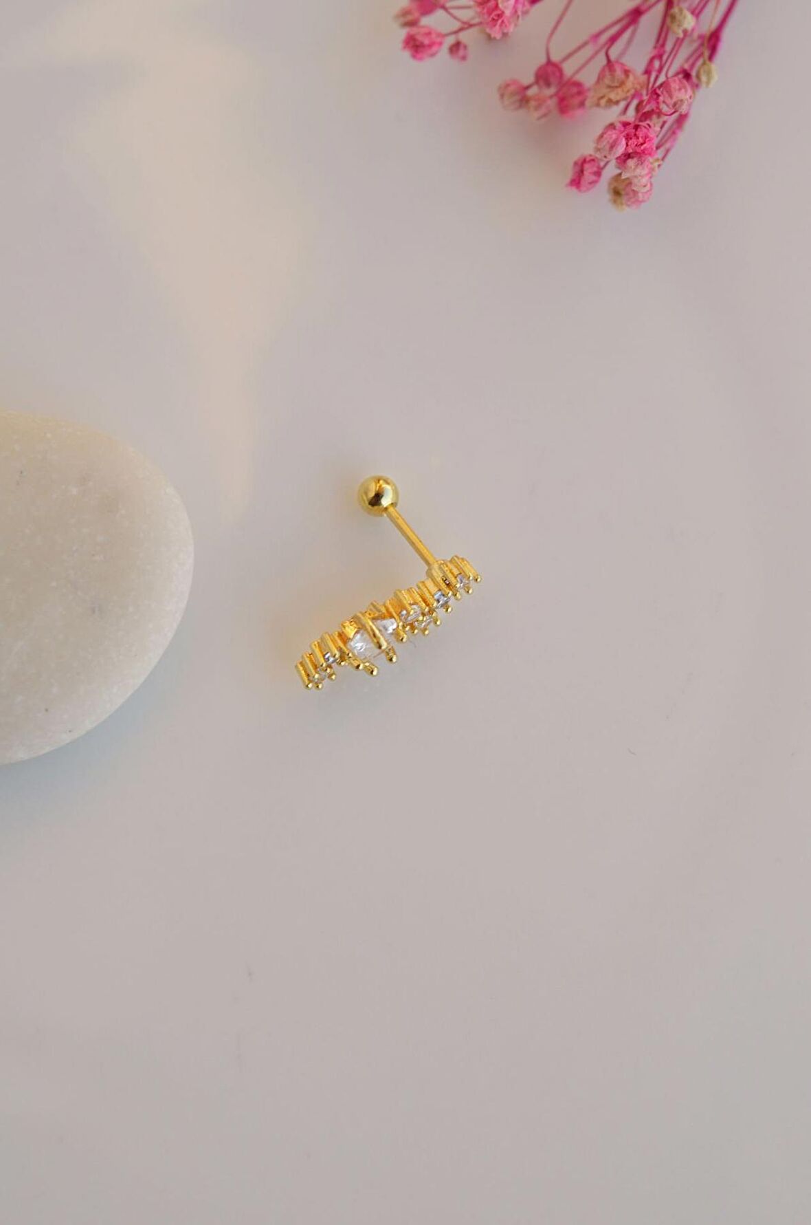 Yıldızlı Piercing Tragus Helix Kıkırdak Gold Renk
